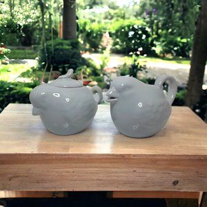 Ceramic White Dove Bird Creamer and Sugar Dish Set